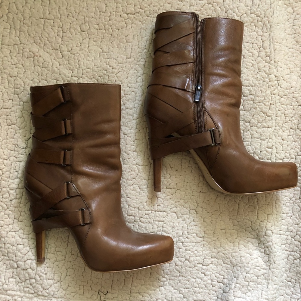Leather Ankle Heel Boots